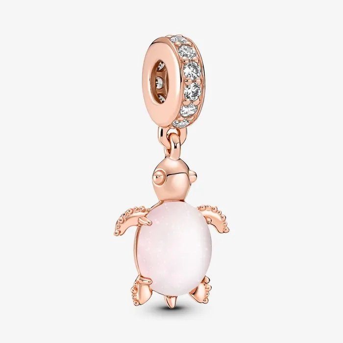Dangle Charms Women Pandora Murano Glass Pink Sea Turtle Dangle Charm