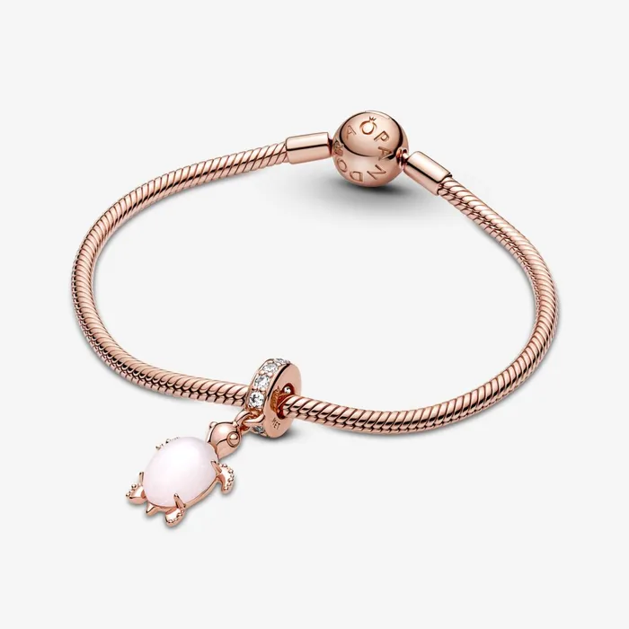 Dangle Charms Women Pandora Murano Glass Pink Sea Turtle Dangle Charm