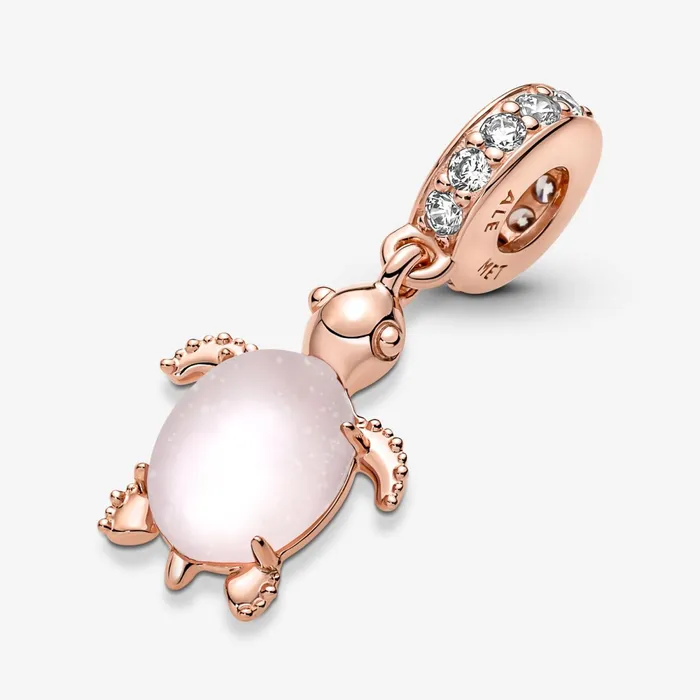 Dangle Charms Women Pandora Murano Glass Pink Sea Turtle Dangle Charm