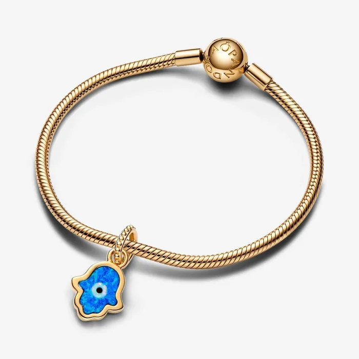 Dangle Charms Women Pandora Opalescent Blue Hamsa Hand Dangle Charm