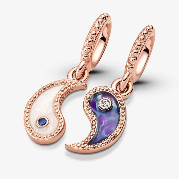Dangle Charms Women Pandora Splittable Yin and Yang Sparkling Dangle Charm