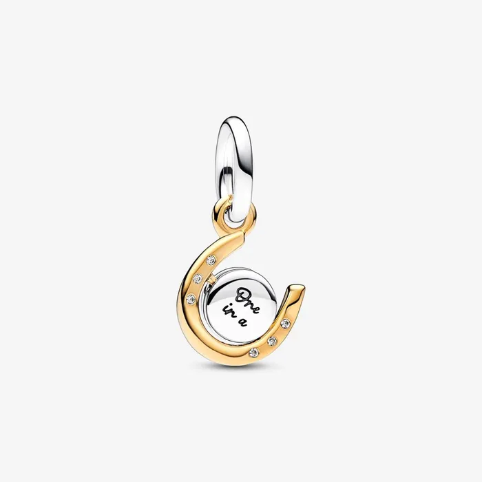 Dangle Charms Women Pandora Twotone Spinning Disc Horseshoe Dangle Charm