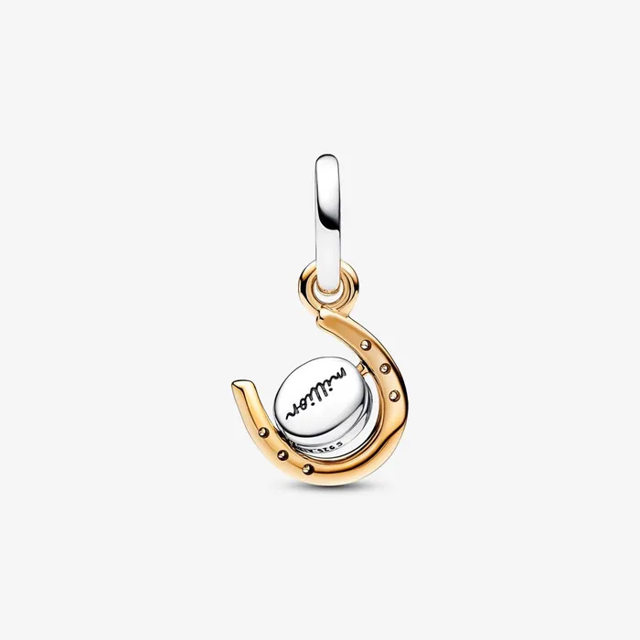 Dangle Charms Women Pandora Twotone Spinning Disc Horseshoe Dangle Charm