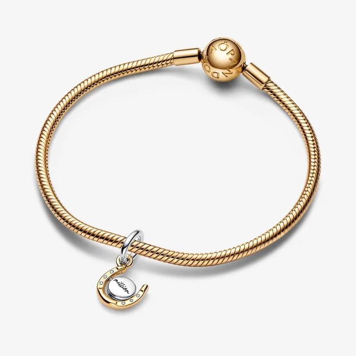 Dangle Charms Women Pandora Twotone Spinning Disc Horseshoe Dangle Charm