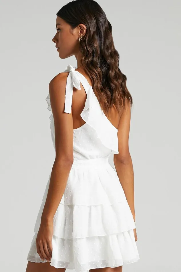 Darling I Am A Daydream Mini Dress 8211 One Shoulder Ruffle Dress In White Women Showpo Curve Clothes