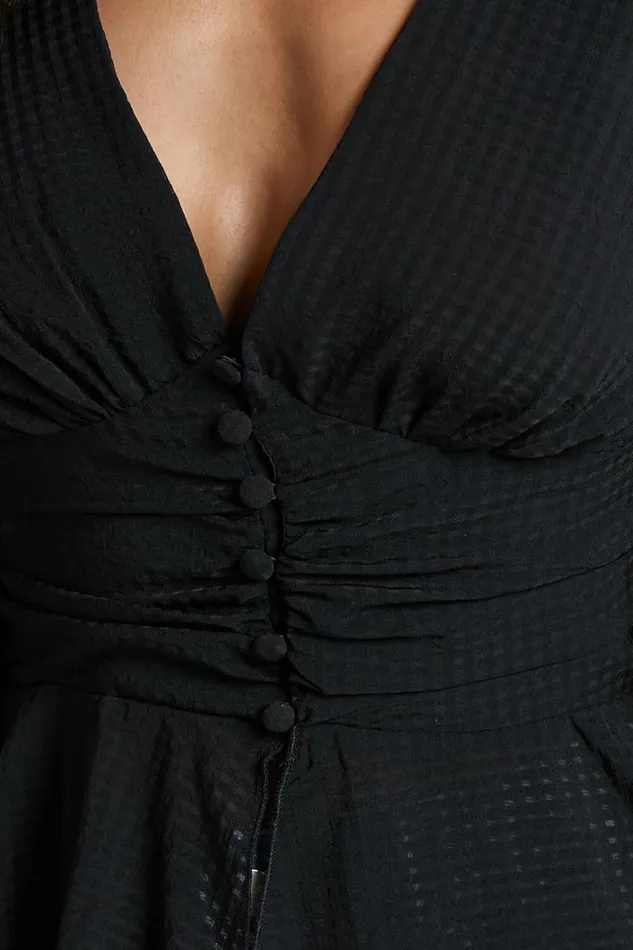 Dellah Long Sleeve V Neck Top In Black Women Showpo Tops