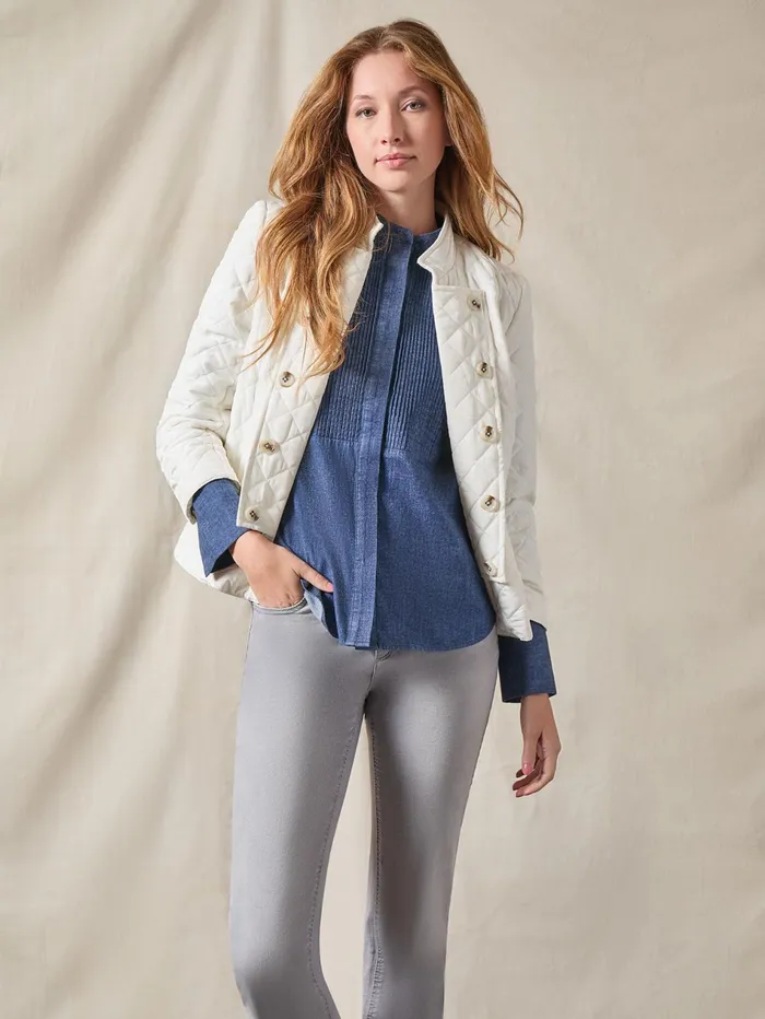 Denim ButtonFront Pintuck Top Women Jones New York Denim Denim ButtonFront Pintuck Top Women Jones New York Denim