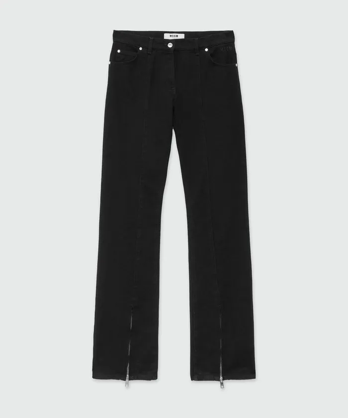 Denim Pants With Zipper Women MSGM Pants And Shorts