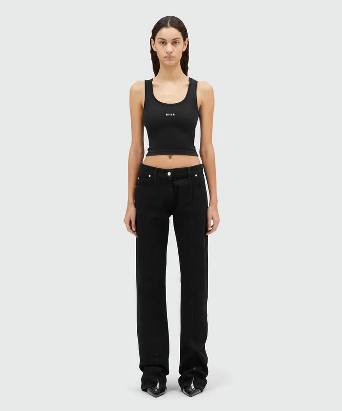 Denim Pants With Zipper Women MSGM Pants And Shorts