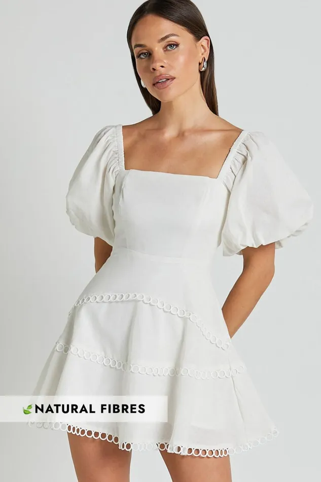 Denise Mini Dress 8211 Square Neck Puff Sleeve Lace Detail Dress In White Women Showpo Dresses Denise Mini Dress 8211 Square Neck Puff Sleeve Lace Detail Dress In White Women Showpo Dresses