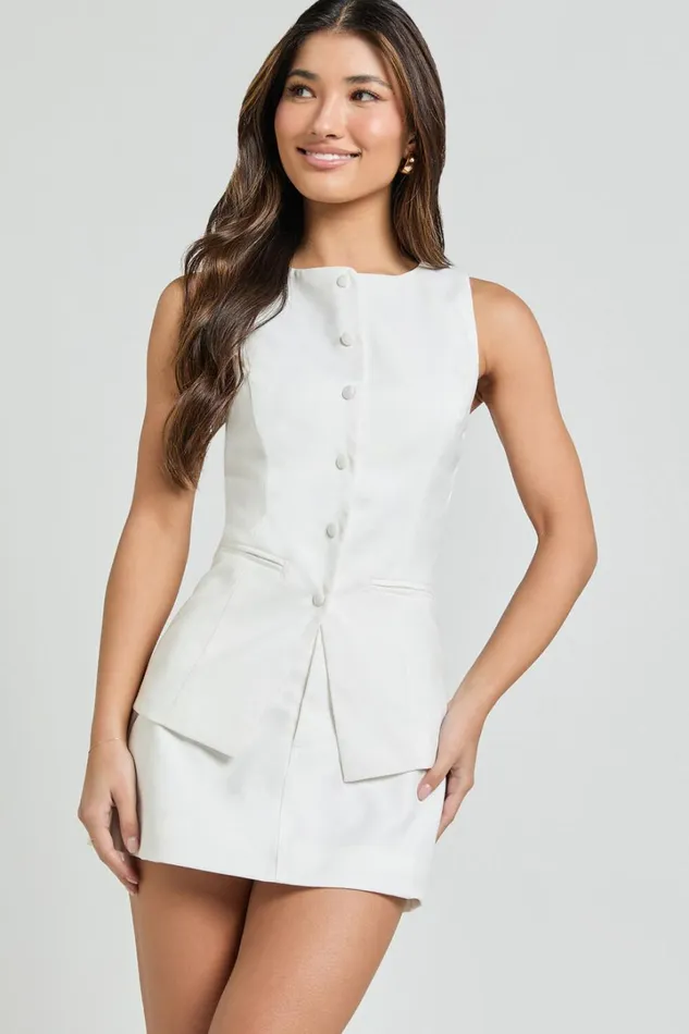 Desi Top 8211 Longline Crew Neck Vest Top In Warm White Women Showpo Tops