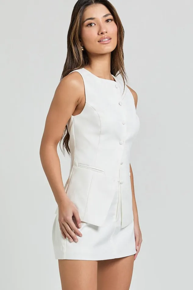 Desi Top 8211 Longline Crew Neck Vest Top In Warm White Women Showpo Tops