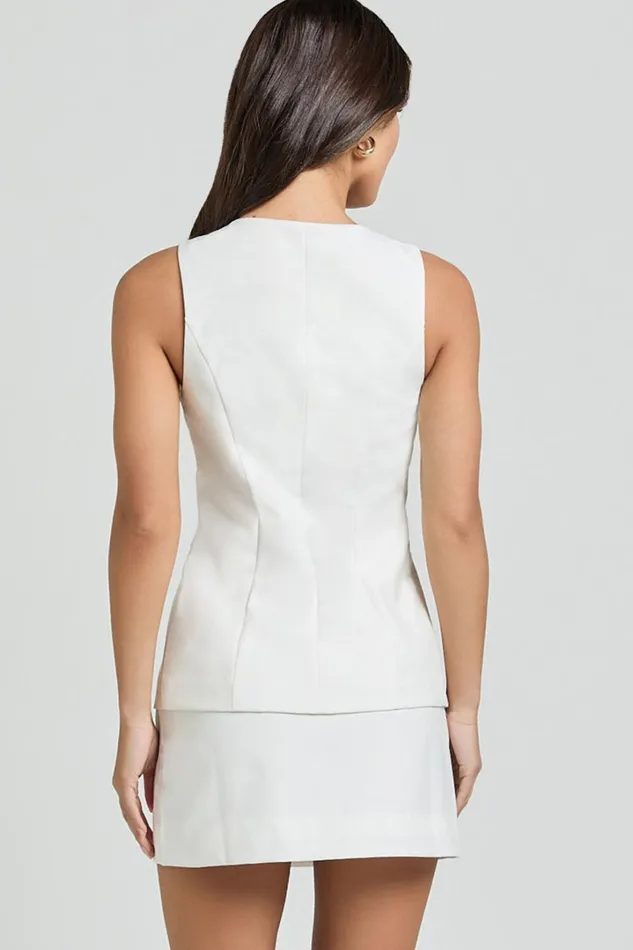 Desi Top 8211 Longline Crew Neck Vest Top In Warm White Women Showpo Tops