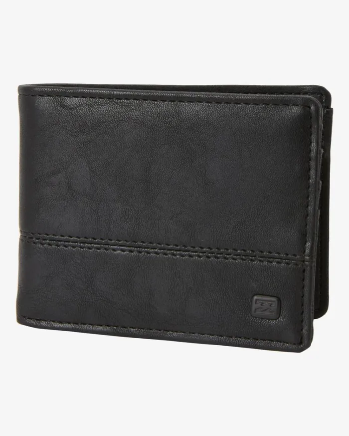 Dimension Faux Leather BiFold Wallet Black Grain Men Billabong Belts