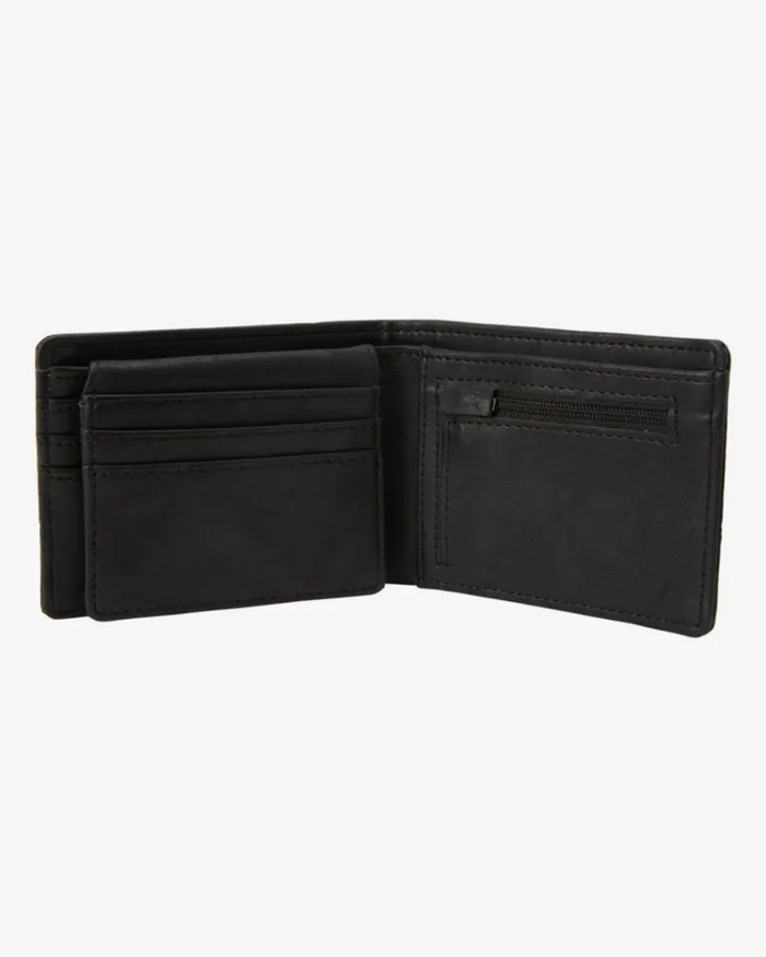 Dimension Faux Leather BiFold Wallet Black Grain Men Billabong Belts