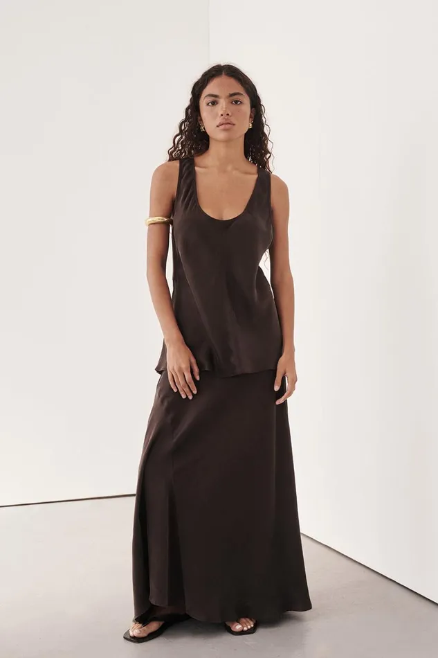 DISSH Event Dresses COLETTE BITTER CHOC SILK CAMI TOP 8211 Women