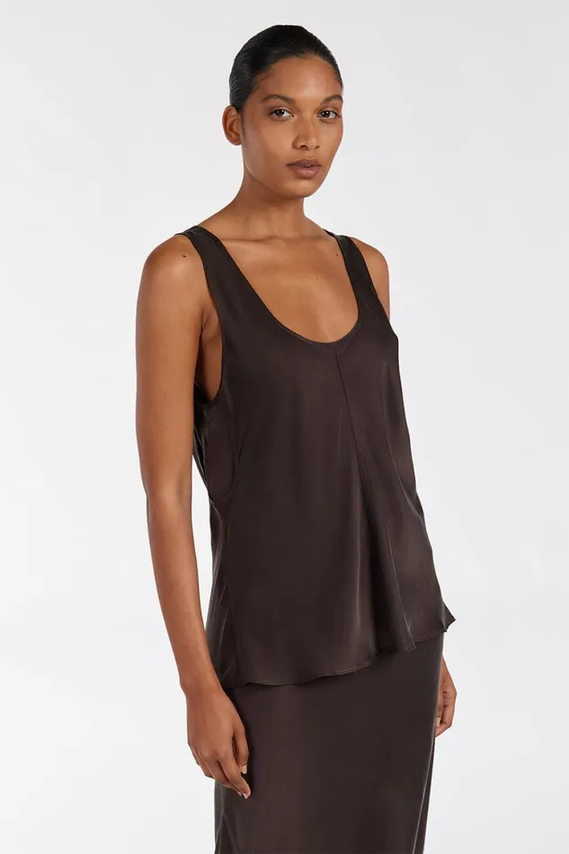 DISSH Event Dresses COLETTE BITTER CHOC SILK CAMI TOP 8211 Women