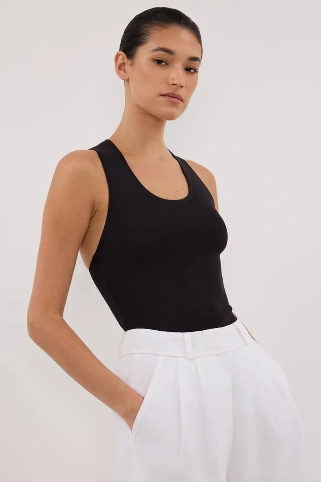 DISSH Knitted DEVIN WASHED BLACK RACER KNIT TANK 8211 Women