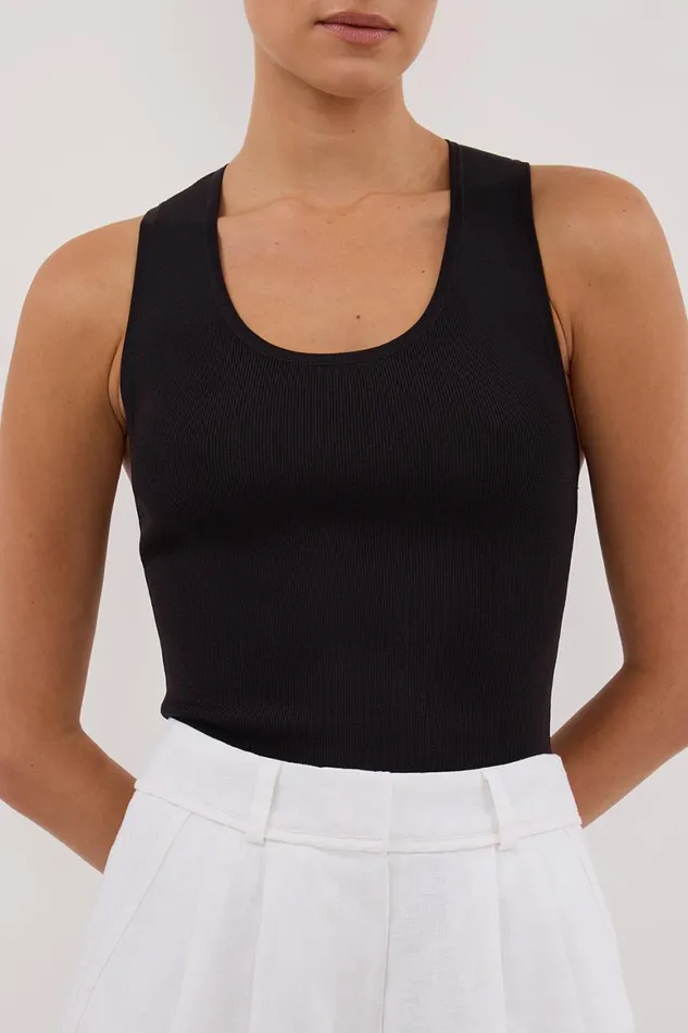 DISSH Knitted DEVIN WASHED BLACK RACER KNIT TANK 8211 Women