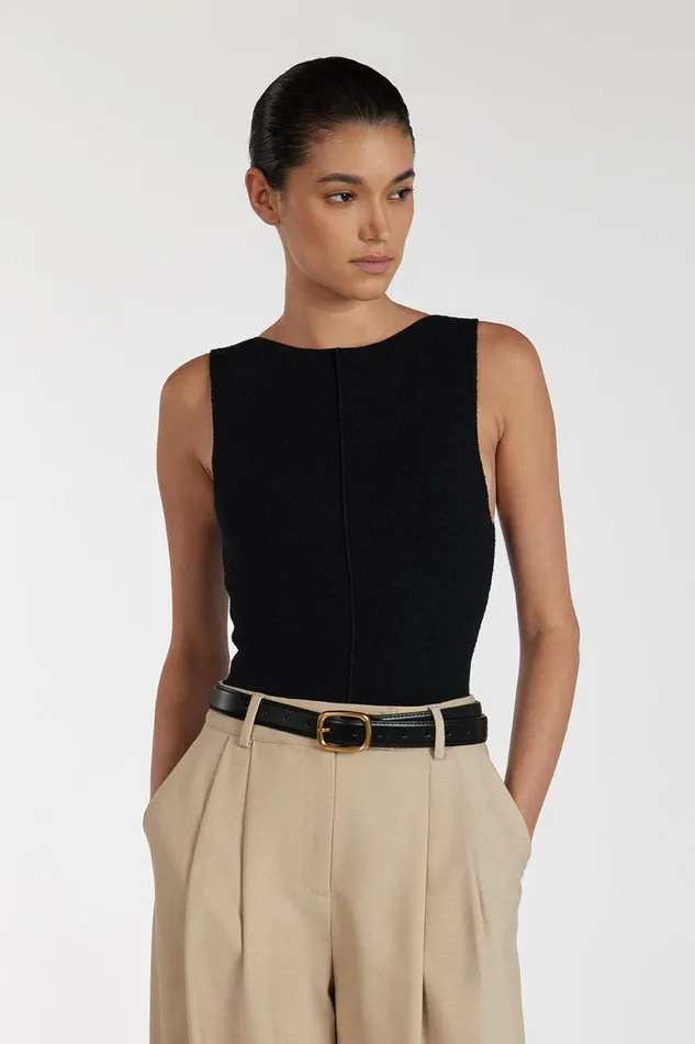 DISSH Knitted OWEN BLACK BOAT NECK TOP 8211 Women