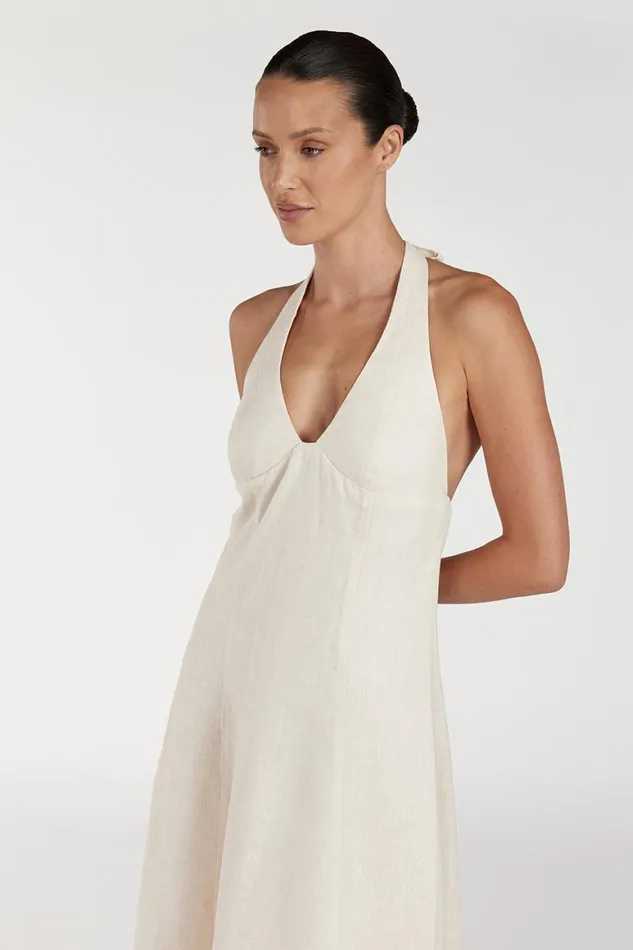 DISSH Linen Dresses AUDREY CREAM HALTER LINEN DRESS 8211 Women