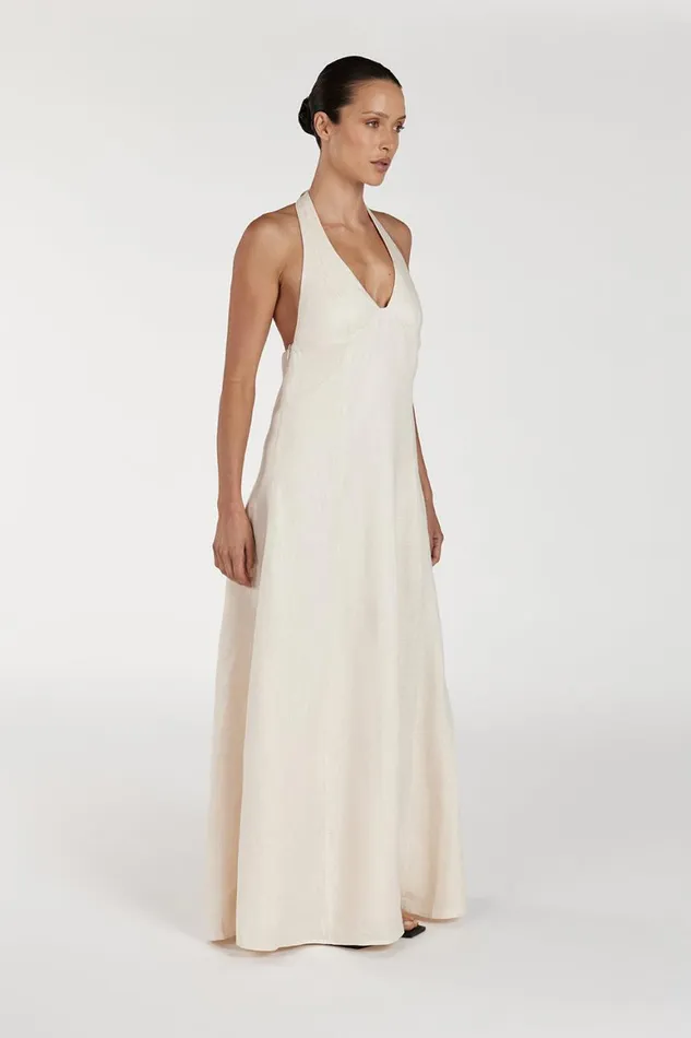 DISSH Linen Dresses AUDREY CREAM HALTER LINEN DRESS 8211 Women