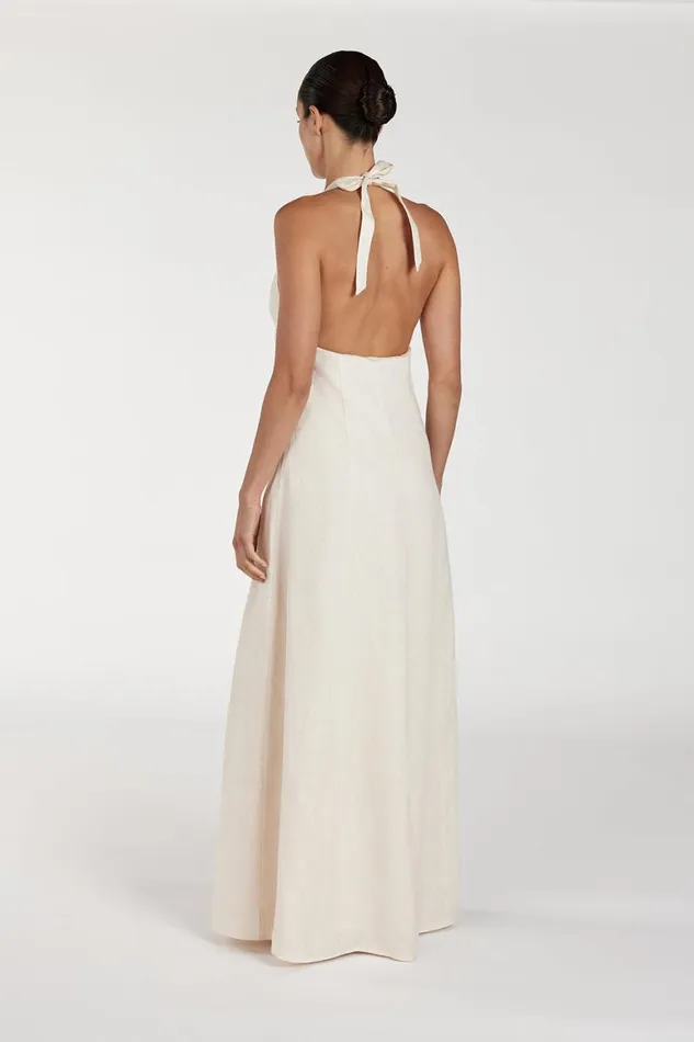 DISSH Linen Dresses AUDREY CREAM HALTER LINEN DRESS 8211 Women
