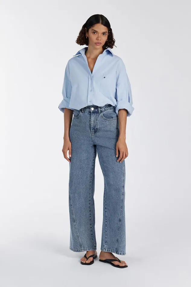 DISSH Long Sleeved RHEA BLUE COTTON SHIRT 8211 Women