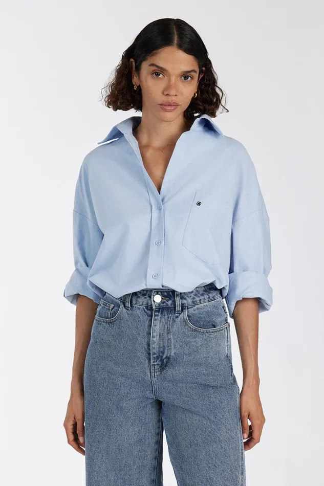DISSH Long Sleeved RHEA BLUE COTTON SHIRT 8211 Women