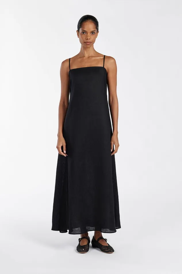DISSH Maxi Dresses JEM BLACK LINEN MAXI DRESS 8211 Women