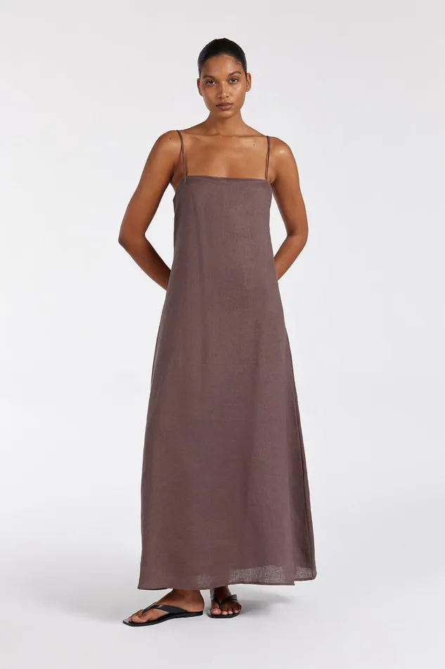 DISSH Maxi Dresses JEM CHOC LINEN MAXI DRESS 8211 Women