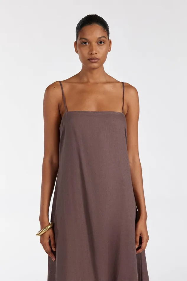 DISSH Maxi Dresses JEM CHOC LINEN MAXI DRESS 8211 Women