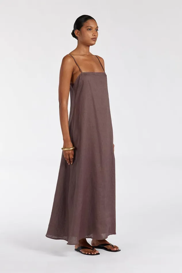 DISSH Maxi Dresses JEM CHOC LINEN MAXI DRESS 8211 Women