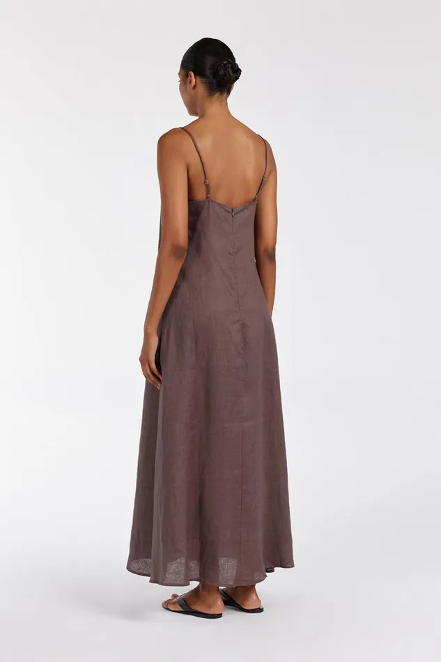DISSH Maxi Dresses JEM CHOC LINEN MAXI DRESS 8211 Women
