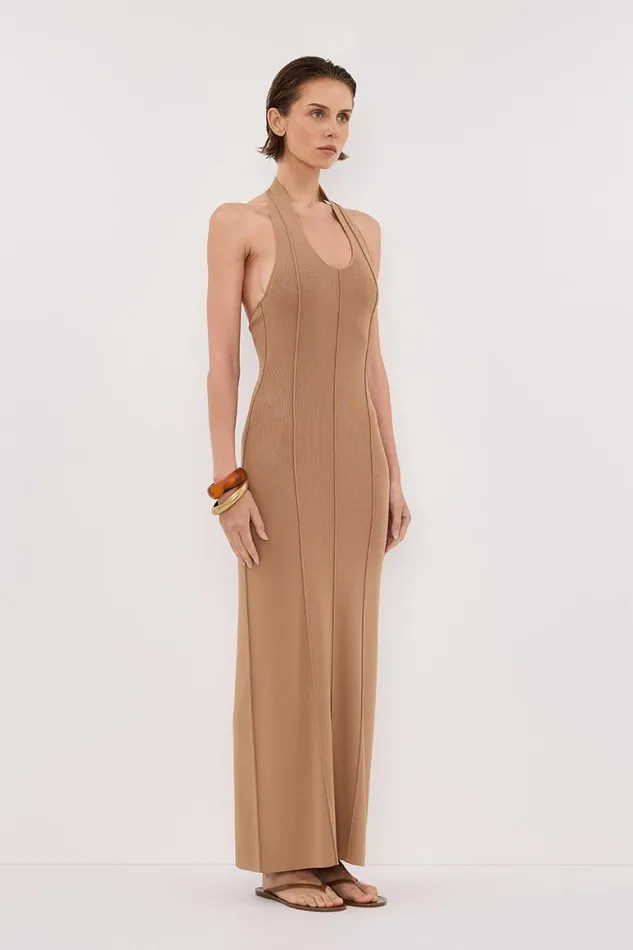 DISSH Maxi Dresses LISS TAN HALTER MAXI DRESS 8211 Women