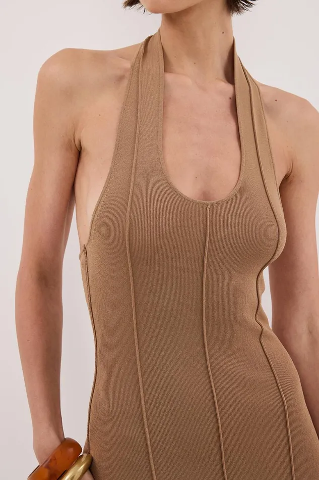 DISSH Maxi Dresses LISS TAN HALTER MAXI DRESS 8211 Women