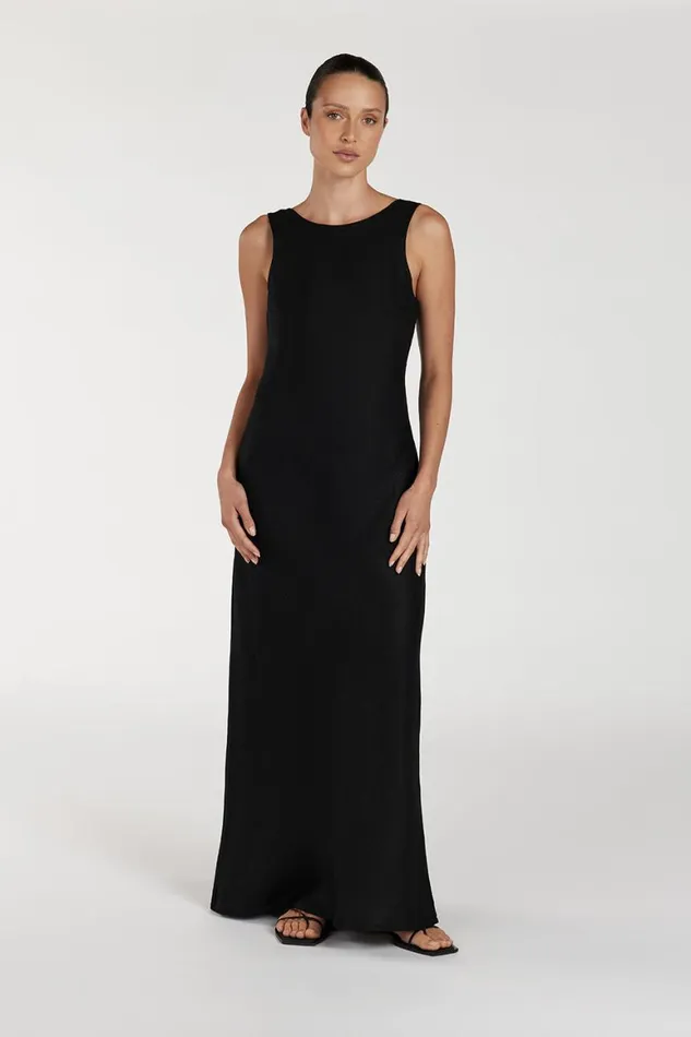 DISSH Midi Dresses LYRA BLACK LINEN MIDI DRESS 8211 Women