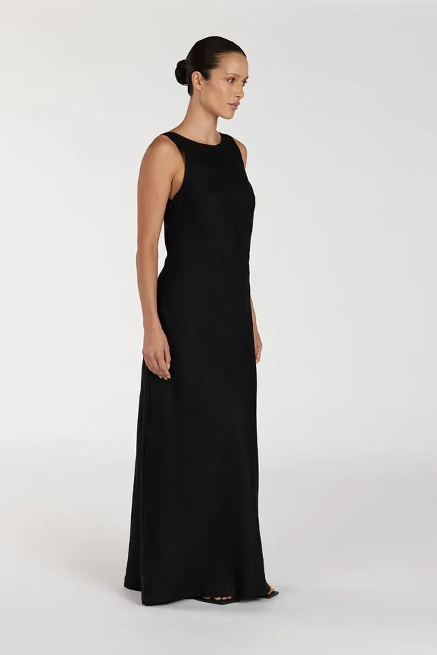 DISSH Midi Dresses LYRA BLACK LINEN MIDI DRESS 8211 Women