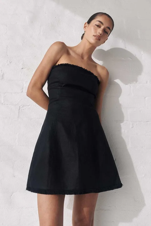 DISSH Mini Dresses ZAHARA BLACK FRINGED MINI DRESS 8211 Women