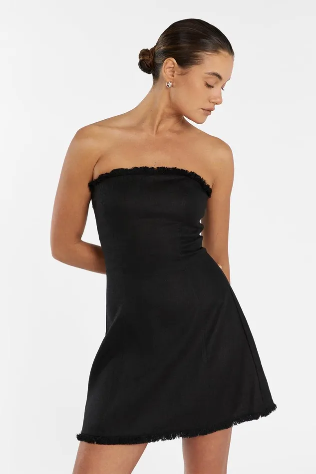 DISSH Mini Dresses ZAHARA BLACK FRINGED MINI DRESS 8211 Women