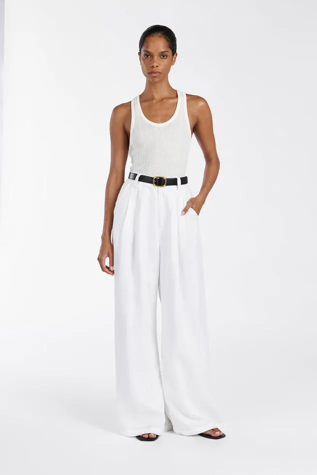 DISSH Tanks ALMA WHITE TEXTURED SCOOP KNIT TANK 8211 Women