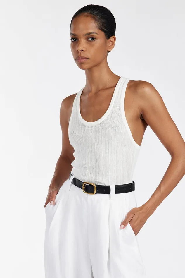 DISSH Tanks ALMA WHITE TEXTURED SCOOP KNIT TANK 8211 Women