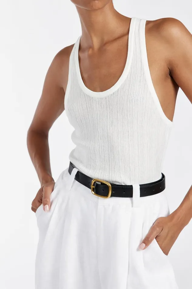 DISSH Tanks ALMA WHITE TEXTURED SCOOP KNIT TANK 8211 Women