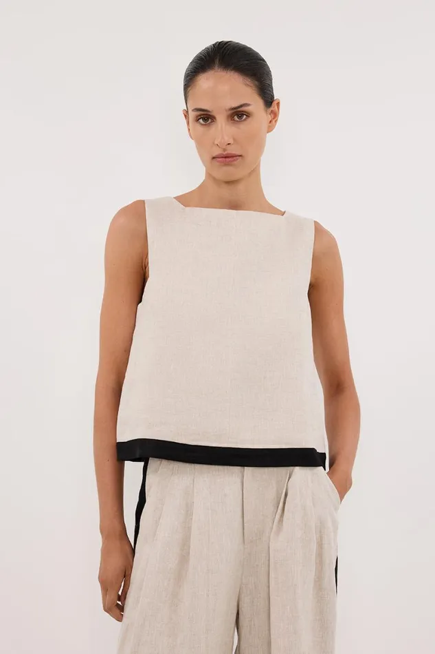 DISSH Tops EBONY NATURAL LINEN TOP 8211 Women
