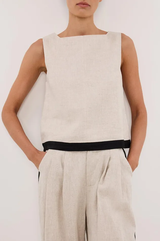 DISSH Tops EBONY NATURAL LINEN TOP 8211 Women