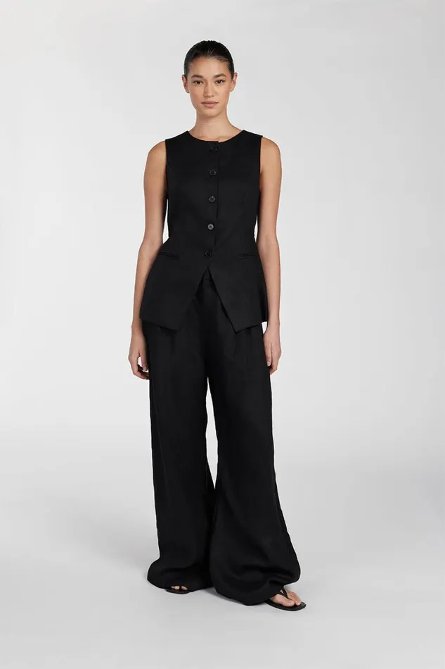 DISSH Vests ALESSIA BLACK LINEN VEST 8211 Women