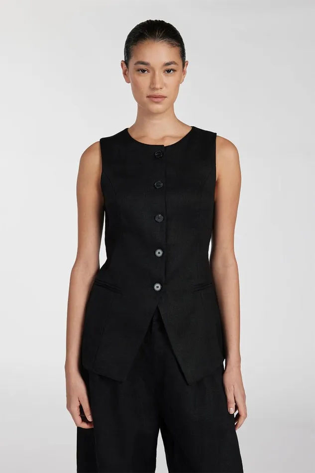 DISSH Vests ALESSIA BLACK LINEN VEST 8211 Women