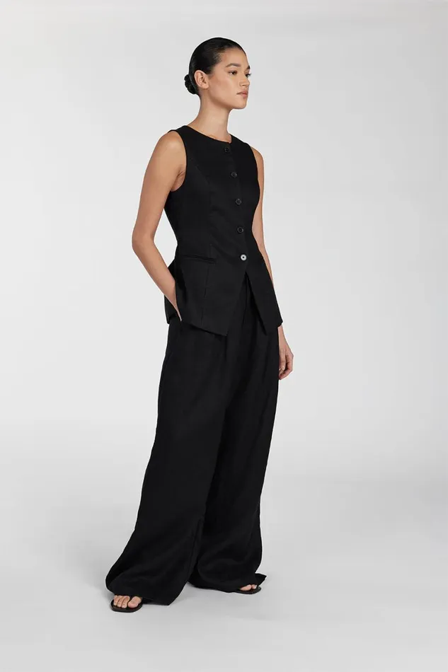 DISSH Vests ALESSIA BLACK LINEN VEST 8211 Women