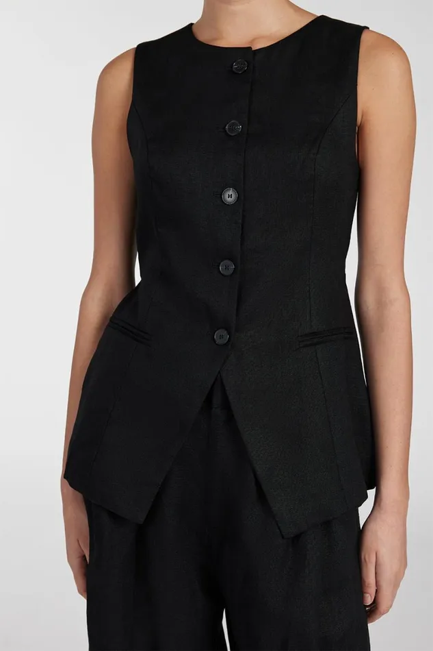 DISSH Vests ALESSIA BLACK LINEN VEST 8211 Women