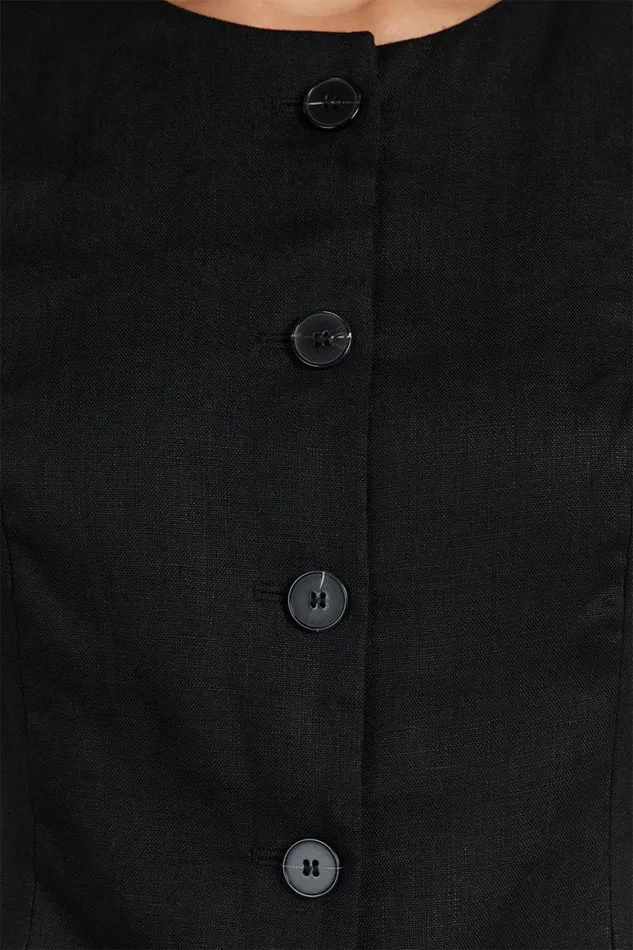 DISSH Vests ALESSIA BLACK LINEN VEST 8211 Women